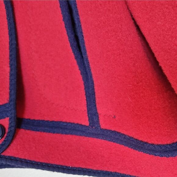 Vintage Wetherall Reversable Coat Red Blue Large XL Button Front Wool Llama - Picture 3 of 11